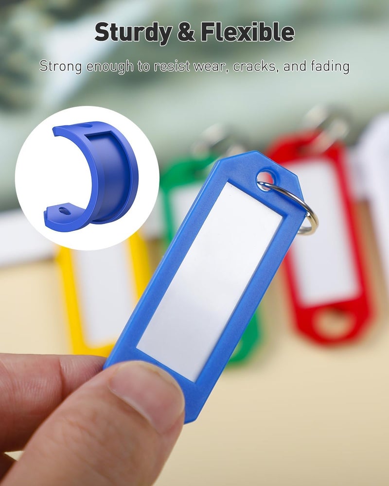 Uniclife 10 Pcs Key Tags, 5 Color Key Tags with Labels, Key Labels for Keychain, 2.3" x 0.8" Plastic Key Identifiers with Split Ring, Blank Key Ring Tags for House Office & School - Image 4